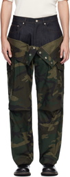 Andersson Bell Khaki Camo Double Waist Work Wide-Leg Trousers