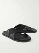 Givenchy - G Plage Leather and Logo-Jacquard Webbing Sandals - Black