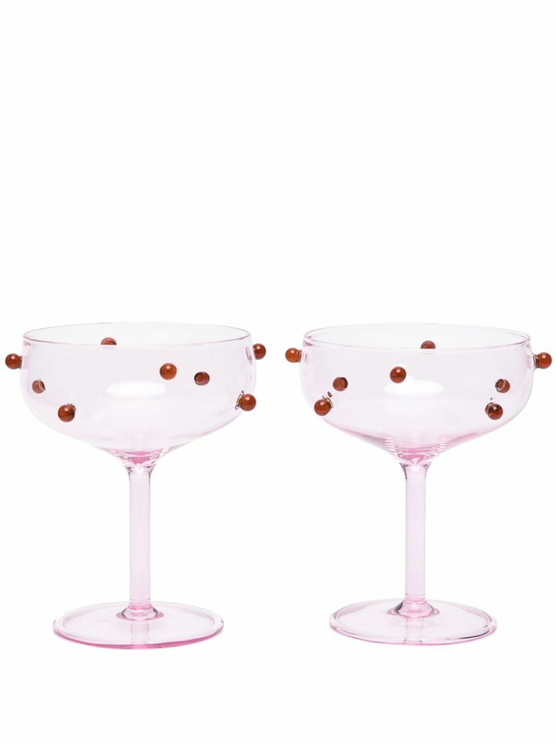 Photo: Maison Balzac Pink And Amber Red Pomponette Glass Set