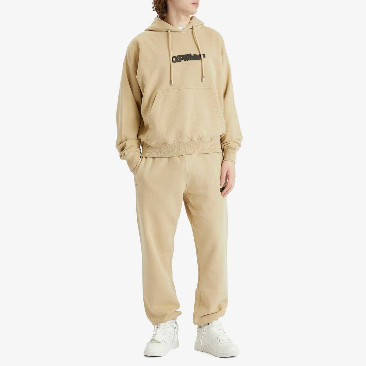 Off-White Men's Spray Arrow Cuffed Sweat Pants in Crème Brulee