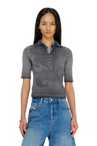 Diesel Slim polo with dévoré print - Polos Womens in Grey