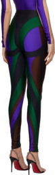 Mugler Green & Blue Spiral Leggings