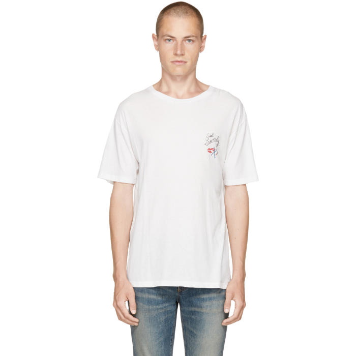 Photo: Saint Laurent White Bouche Logo T-Shirt