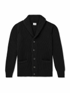 Kingsman - Shawl-Collar Ribbed Wool Cardigan - Black