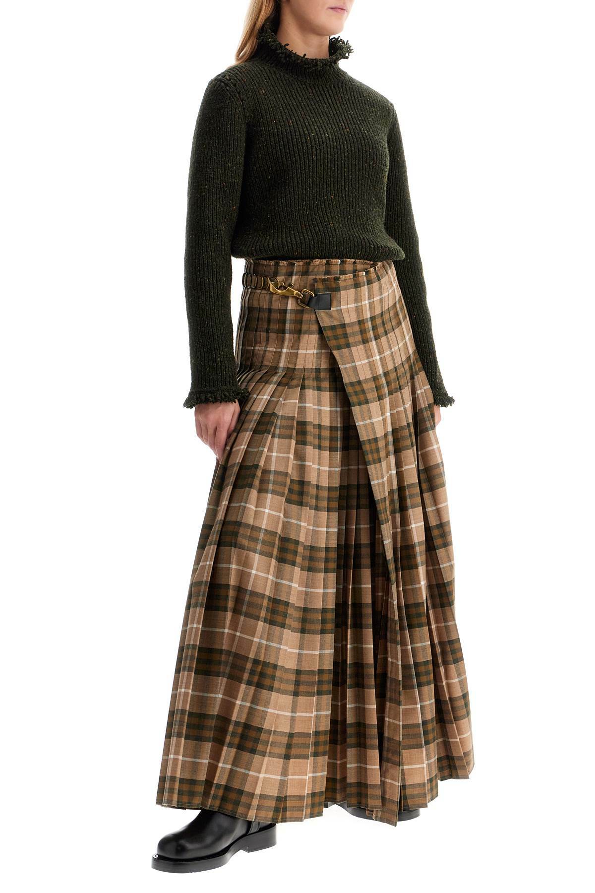BURBERRY ered wool blend maxi kilt skirt Brown Burberry