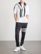Thom Browne - Logo-Appliquéd Striped Cotton-Jersey T-Shirt - White