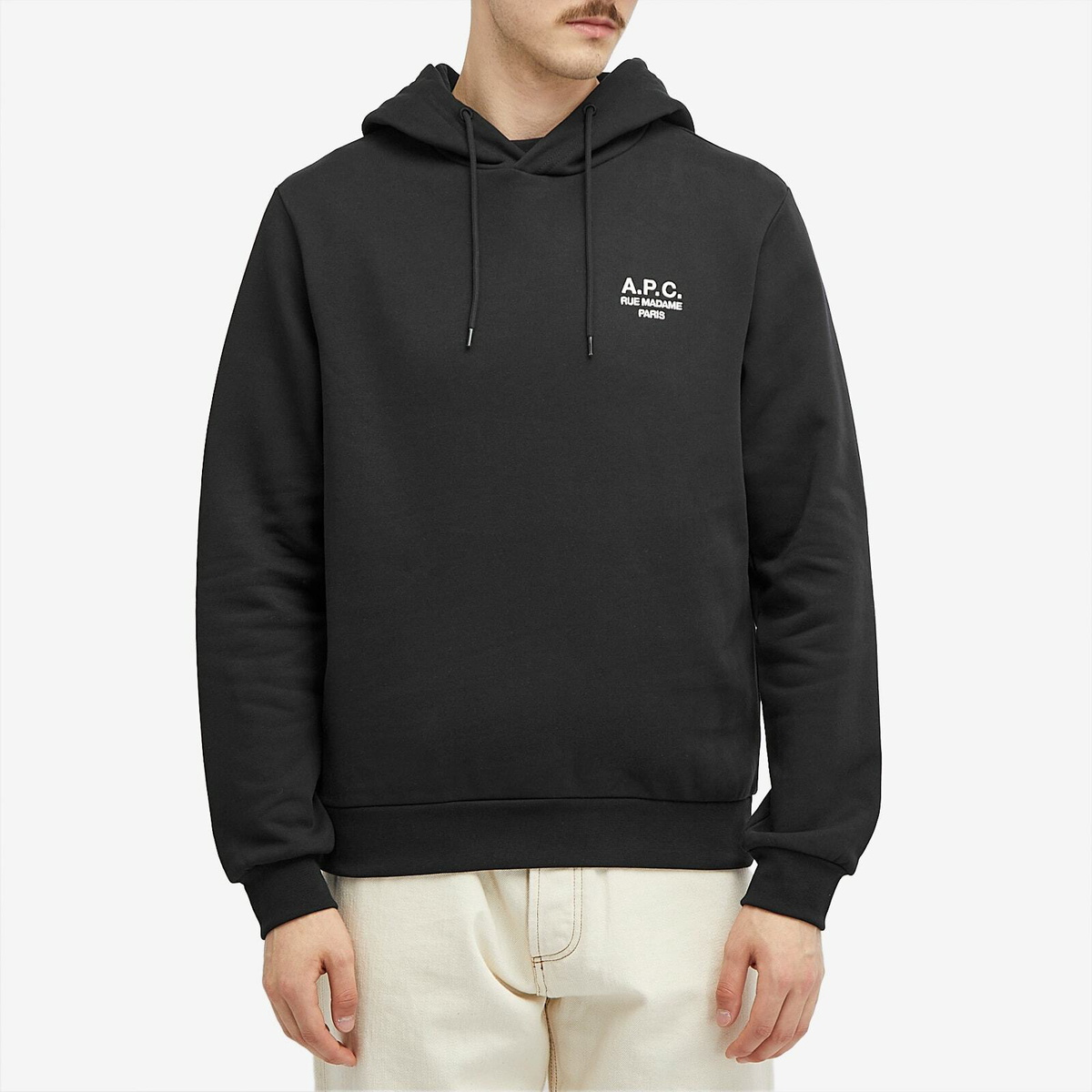 A.P.C. アーペーセー / Rue Madame Logo Hoodie A.P.C. Men's Rue Madame Logo Hoodie in Black/White A.P.C.
