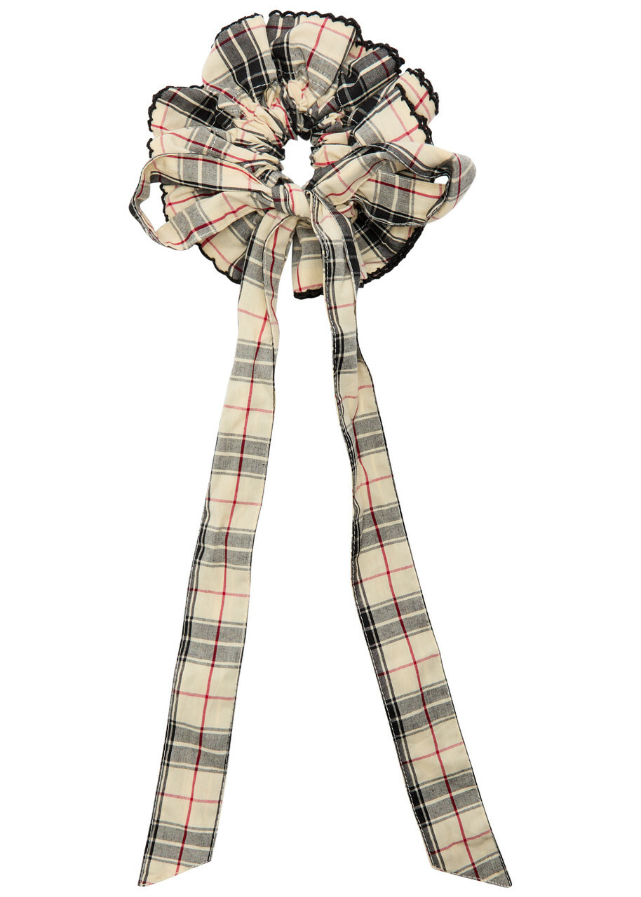 Damson Madder Garter Checked Cotton Scrunchie - Yellow - One Size