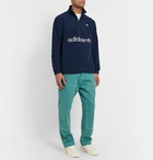 adidas Originals - Samstag Logo-Appliquéd Fleece Half-Zip Sweatshirt - Blue