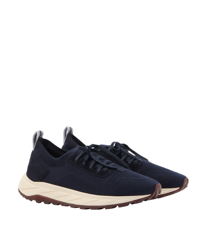 Photo: Fedeli Knitted suede-trimmed sneakers