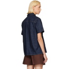Casablanca Navy Short Sleeve Denim Shirt