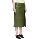 Marni Green Pocket Bonded Nappa Leather Midi Skirt