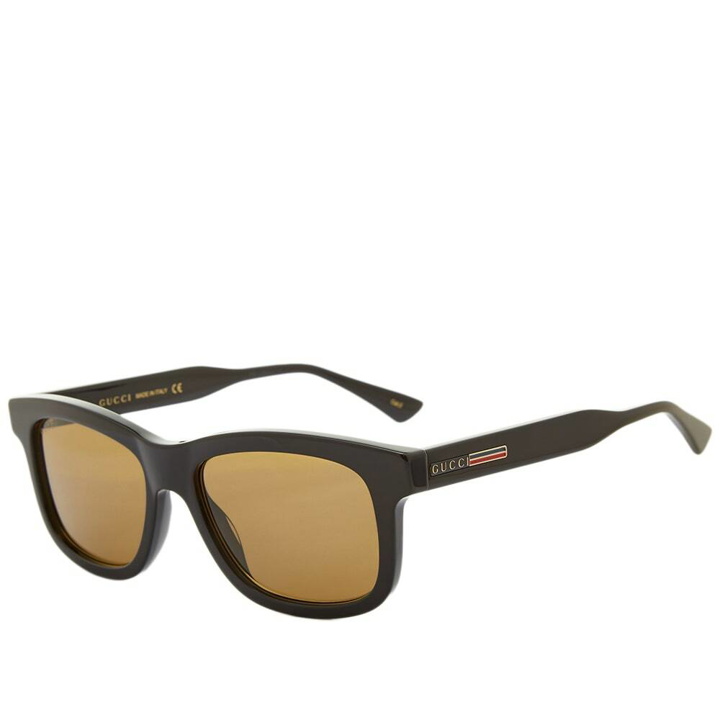 Photo: Gucci Men's Rectangular Frame Acetate Sunglasses in Black/Brown