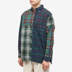 END. x Beams Plus 'Ivy League' Button Down Flannel Check Panel Shirt in Multi