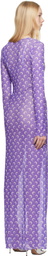 Marine Serre Purple Moon Printed Mesh Panelled Maxi Dress