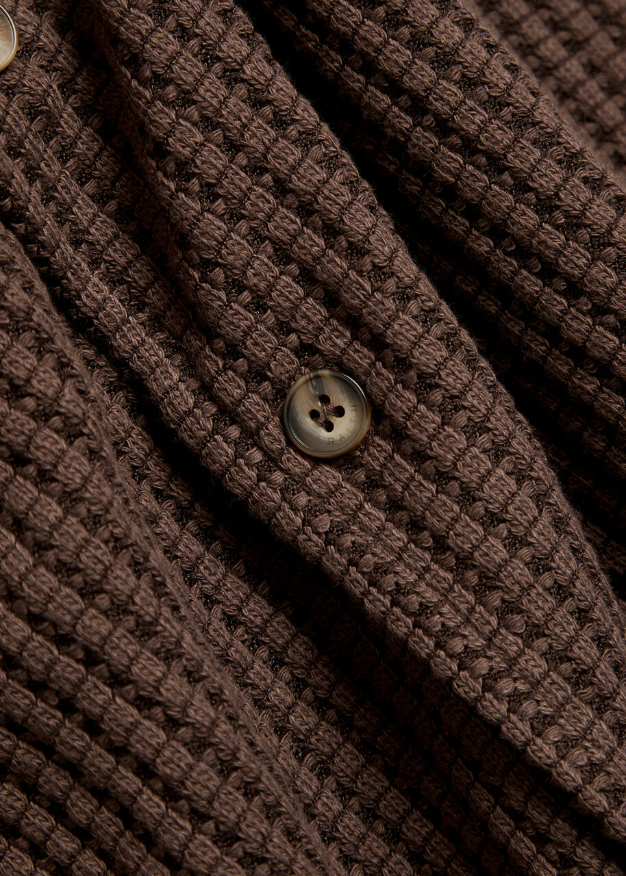 Raith Marcos Waffle-knit Cotton-blend Shirt Brown