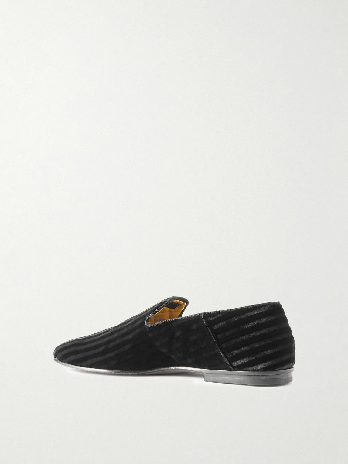 TOM FORD - Striped Velvet Slippers - Black