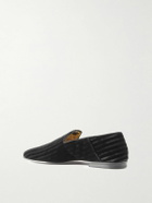TOM FORD - Striped Velvet Slippers - Black