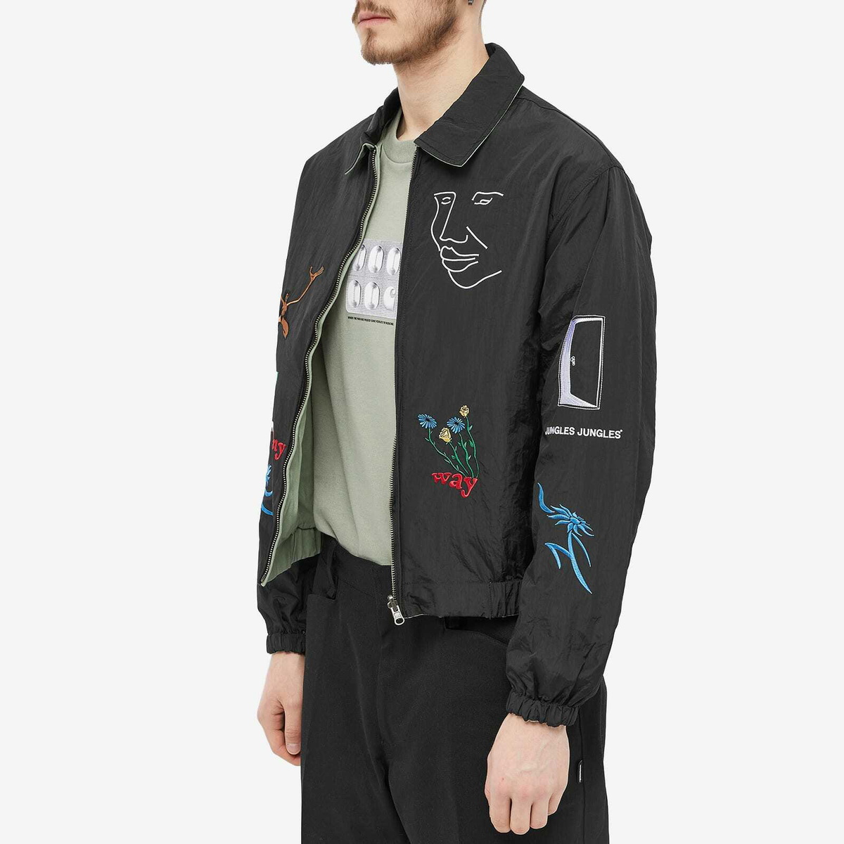 Jungles Jungles Men's Let Go Reversible Harrington Jacket in Blue/Green