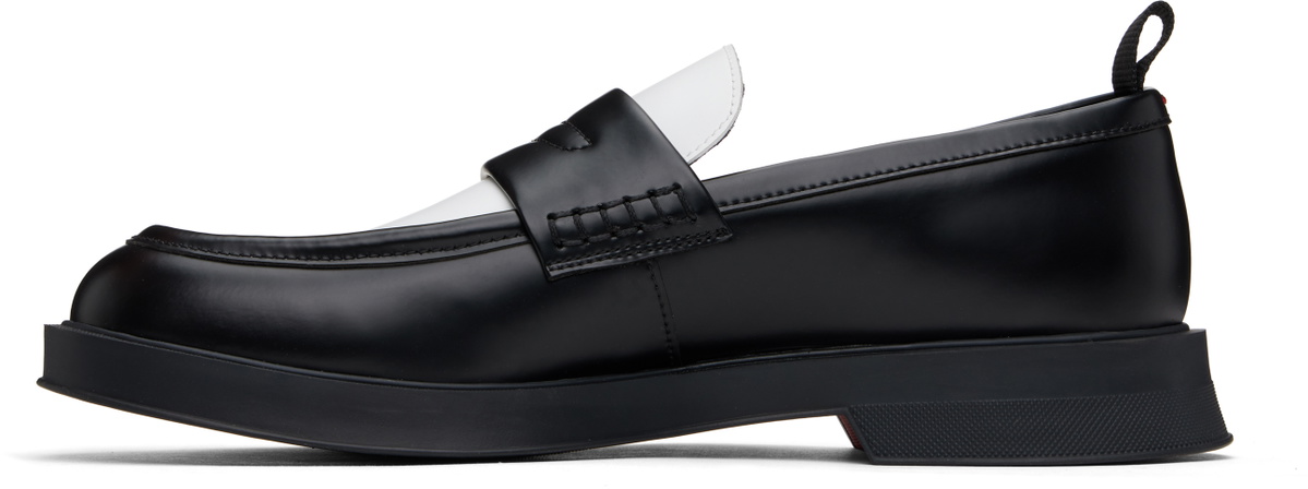Hugo Black & White Faux-Leather Penny Loafers