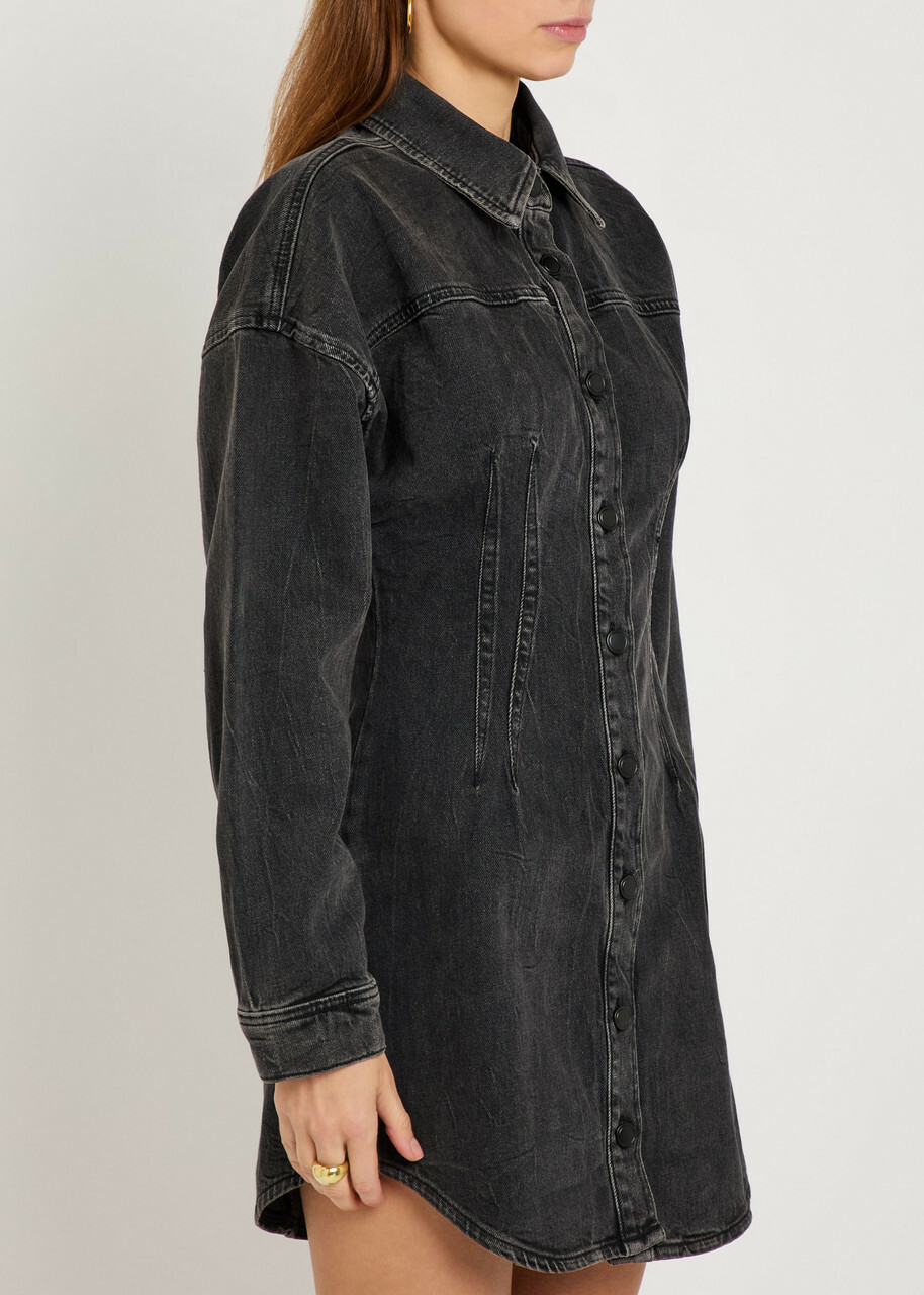 Good American Stretch-denim Mini Dress Black