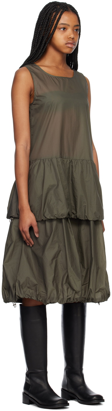 AMOMENTO Brown String Volume Midi Dress AMOMENTO
