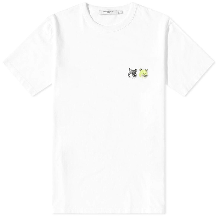 Photo: Maison Kitsuné Men's Monochrome Double Fox Head Patch T-Shirt in White