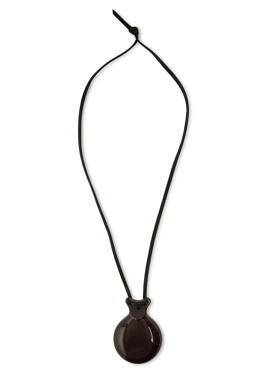 Lemaire Castanet Mirror Resin and Leather Necklace - Dark Brown - One Size