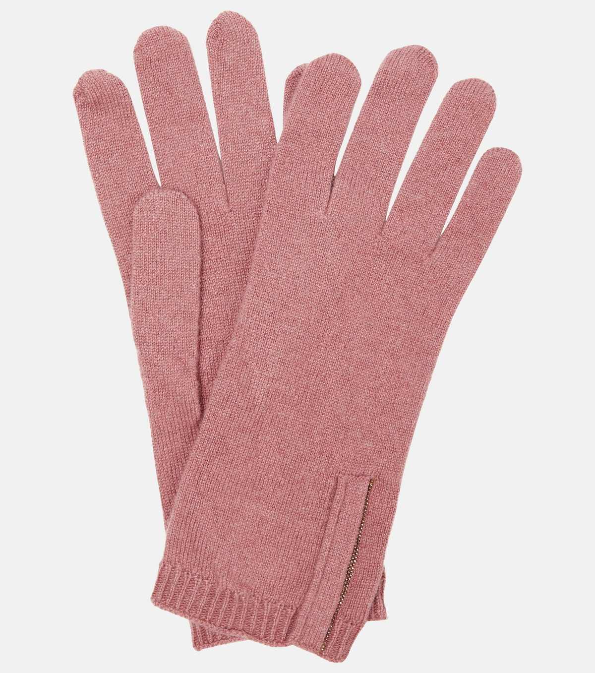 Brunello Cucinelli - Embellished cashmere knit gloves