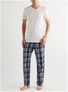 SCHIESSER - Checked Cotton-Poplin Pyjama Trousers - Blue