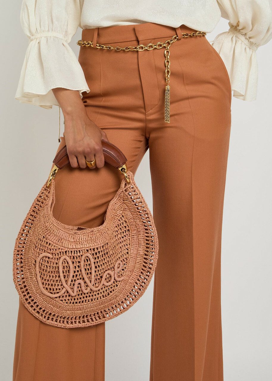 Chloe Flared-leg Wool Trousers Tan