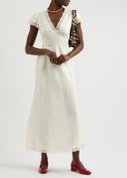 Rixo Clarice Lace-trimmed Woven Midi Dress Cream