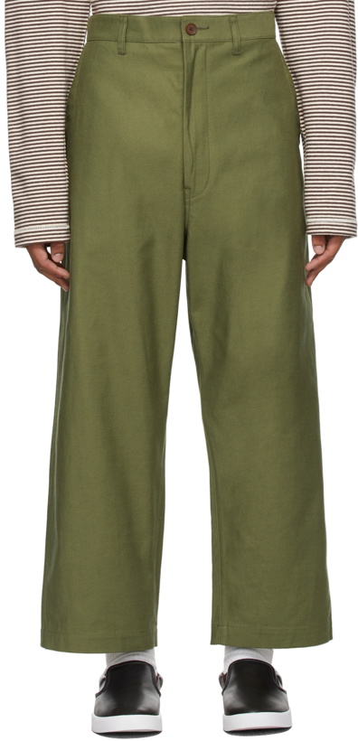 Photo: Junya Watanabe Green Cropped Wide-Leg Trousers