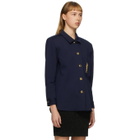Saint Laurent Navy Embroidered Monogramme Cardigan