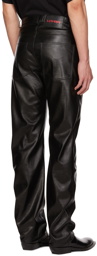 LU'U DAN Black Straight-Leg Faux-Leather Trousers