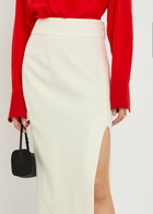 Victoria Beckham Split Twill Midi Skirt Ivory