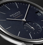 NOMOS Glashütte - Orion Neomatik Datum Automatic 41mm Stainless Steel and Cordovan Leather Watch, Ref. No. 363 - Blue