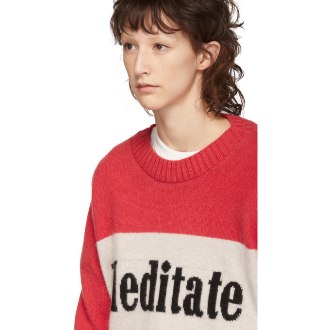 The Elder Statesman Red Meditate Regular Crewneck Sweater