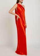 Delos Nova Draped Silk Maxi Dress Red