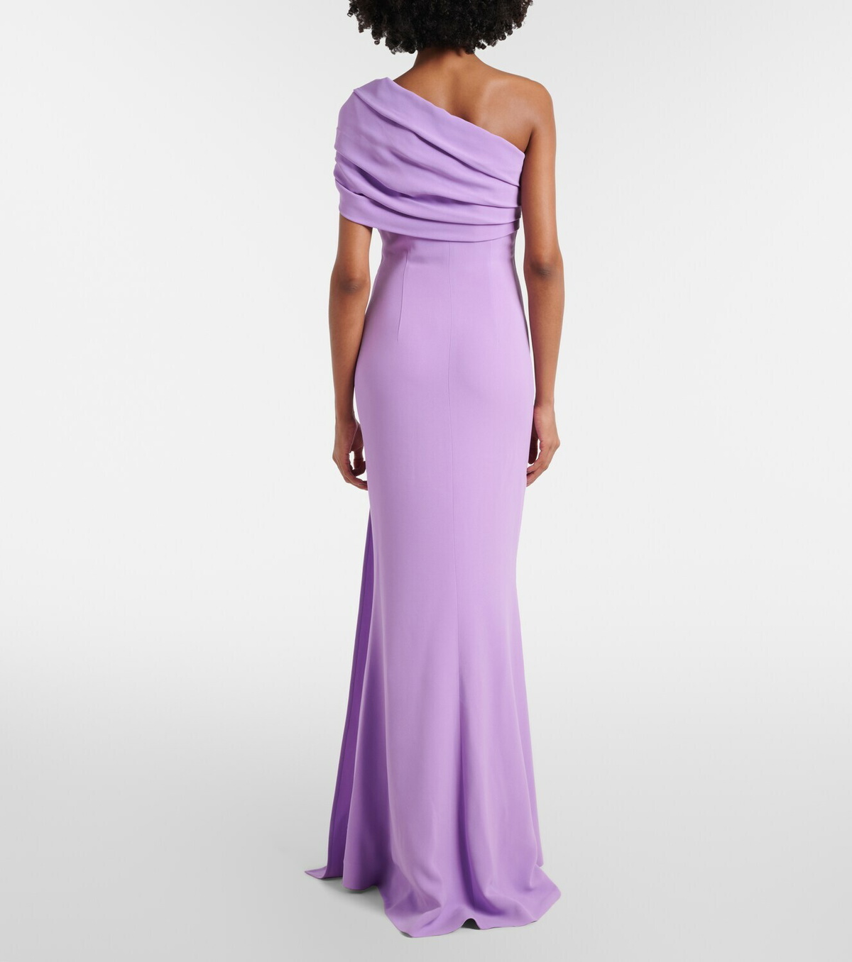 Elie Saab Draped one-shoulder silk-blend cady gown