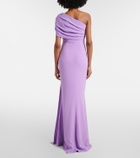 Elie Saab Draped one-shoulder silk-blend cady gown