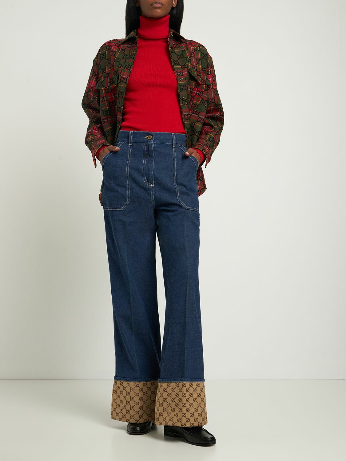 GUCCI - High Waist Cotton Jeans Gucci