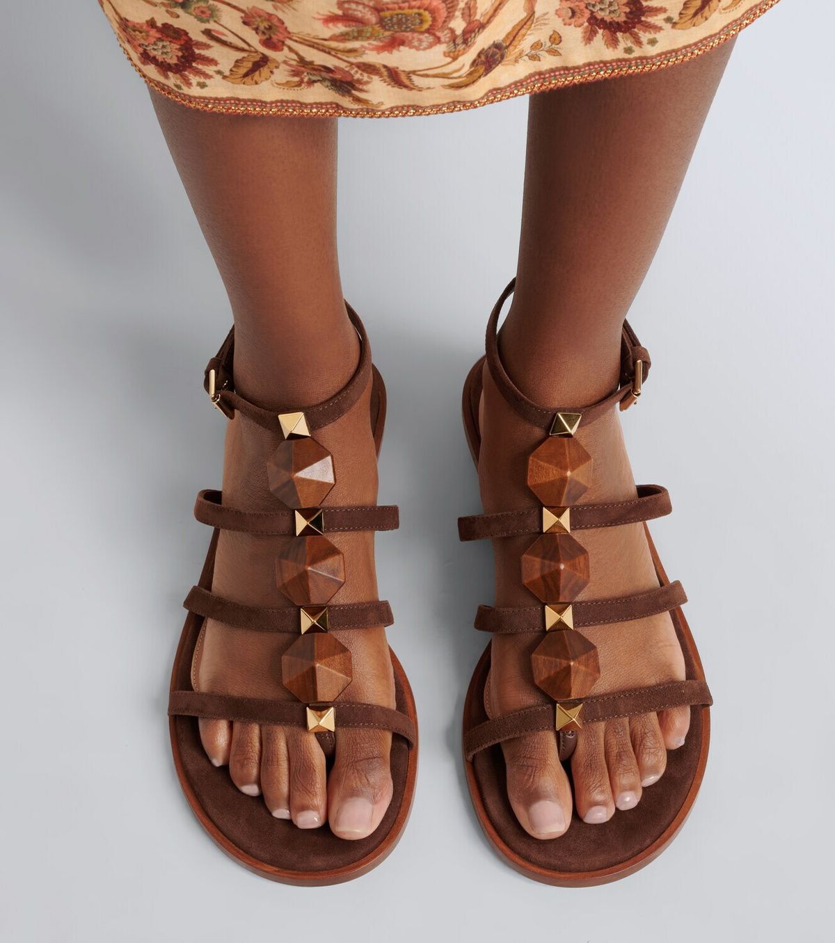Gianvito Rossi Studded suede thong sandals