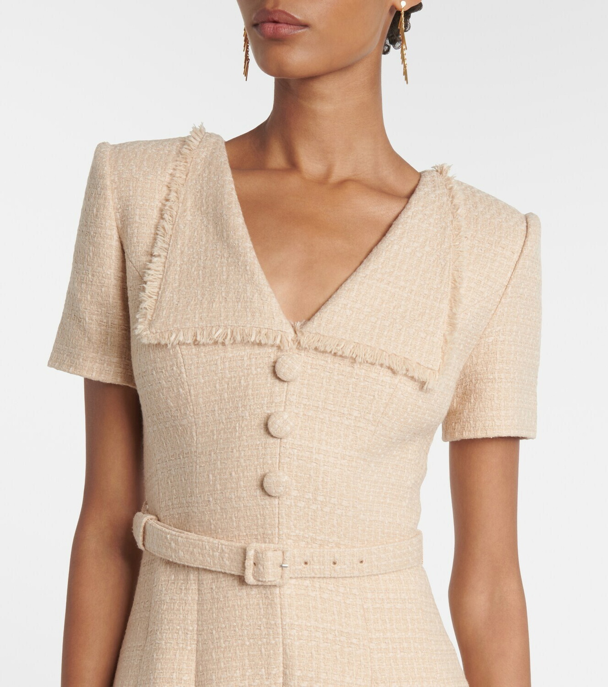 Roland Mouret Belted bouclé maxi dress