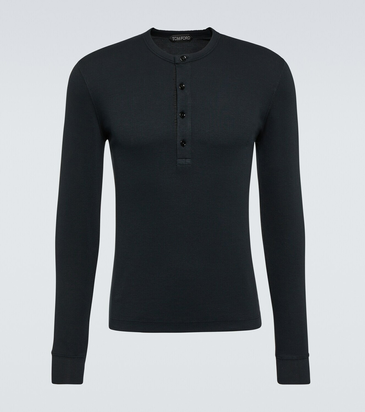 【Tom Ford】リブニットジャージ Henleyシャツ Tom Ford Ribbed-knit jersey Henley shirt TOM FORD