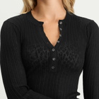 SKIMS Women's Sheer Knit Long Sleeve Henley Top in Onyx