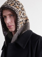 KAPITAL - Leopard-Intarsia Knitted Beanie - Brown