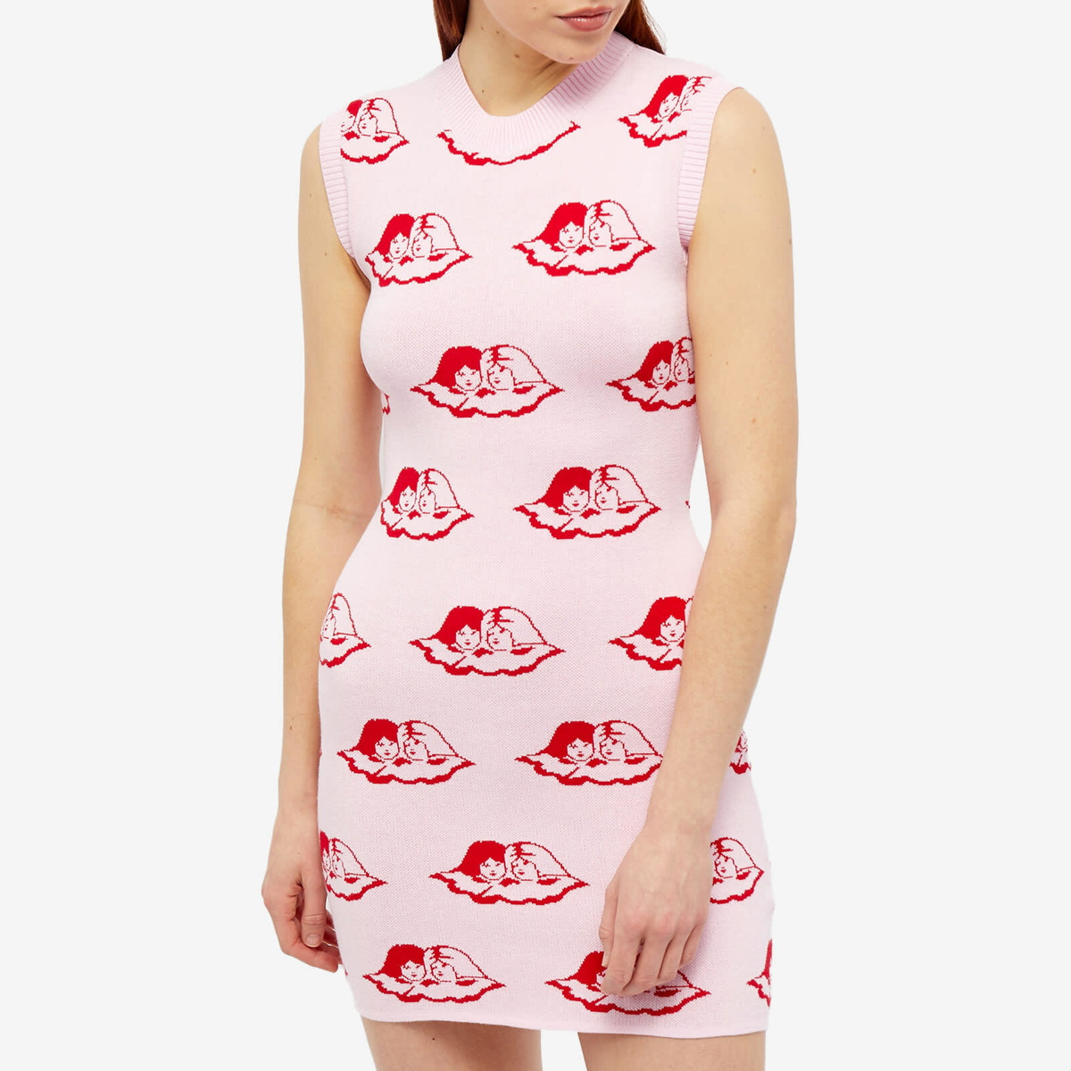 fiorucci mini dress Polka Dot Crepe de Chine Ruffled Mini Dress White