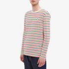 Wood Wood Men's Long Sleeve Mel Circle Logo T-Shirt in Off-White Stripes