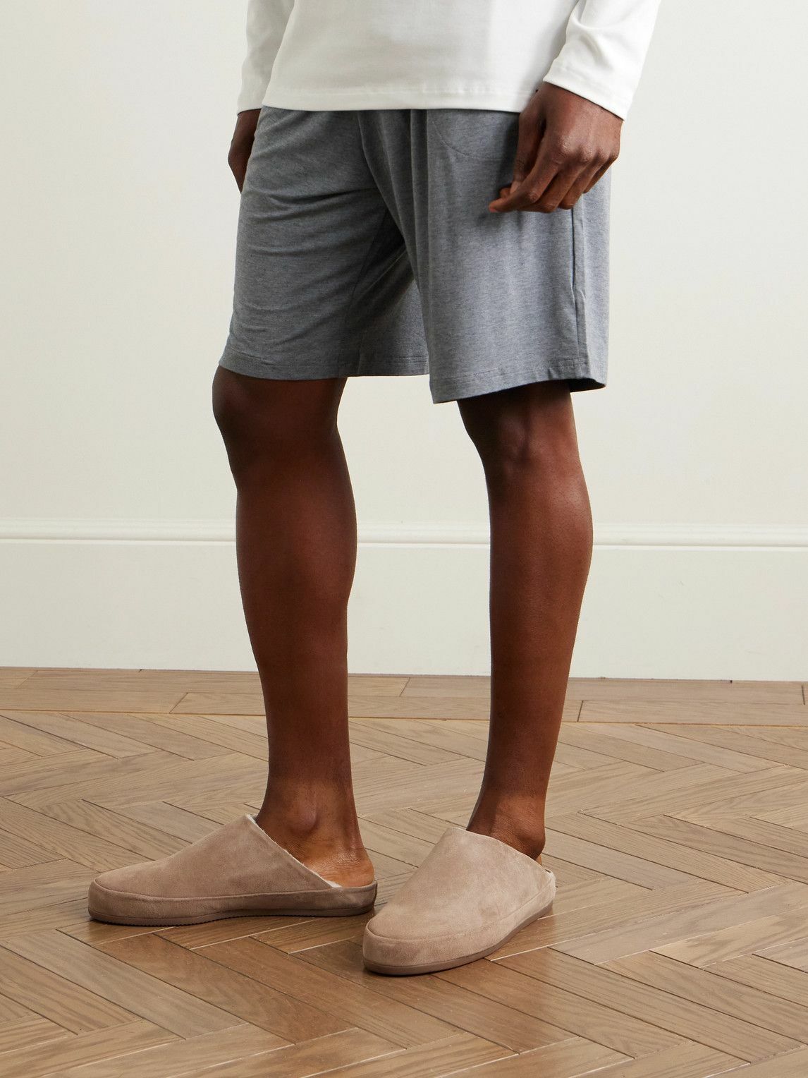 Mulo - Shearling-Lined Suede Slippers - Brown